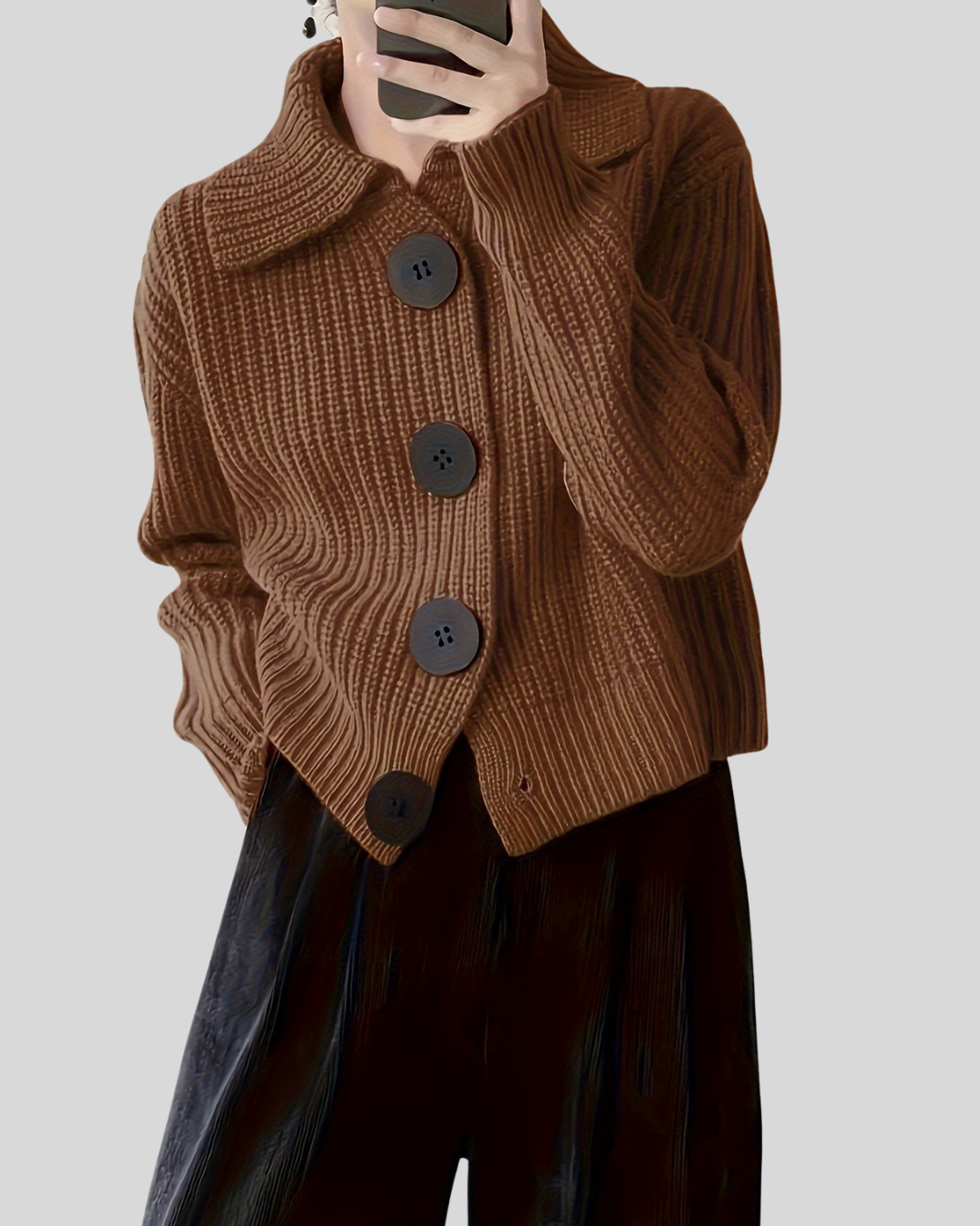 Ingrid | Elegant Strikket Cardigan med Store Knapper