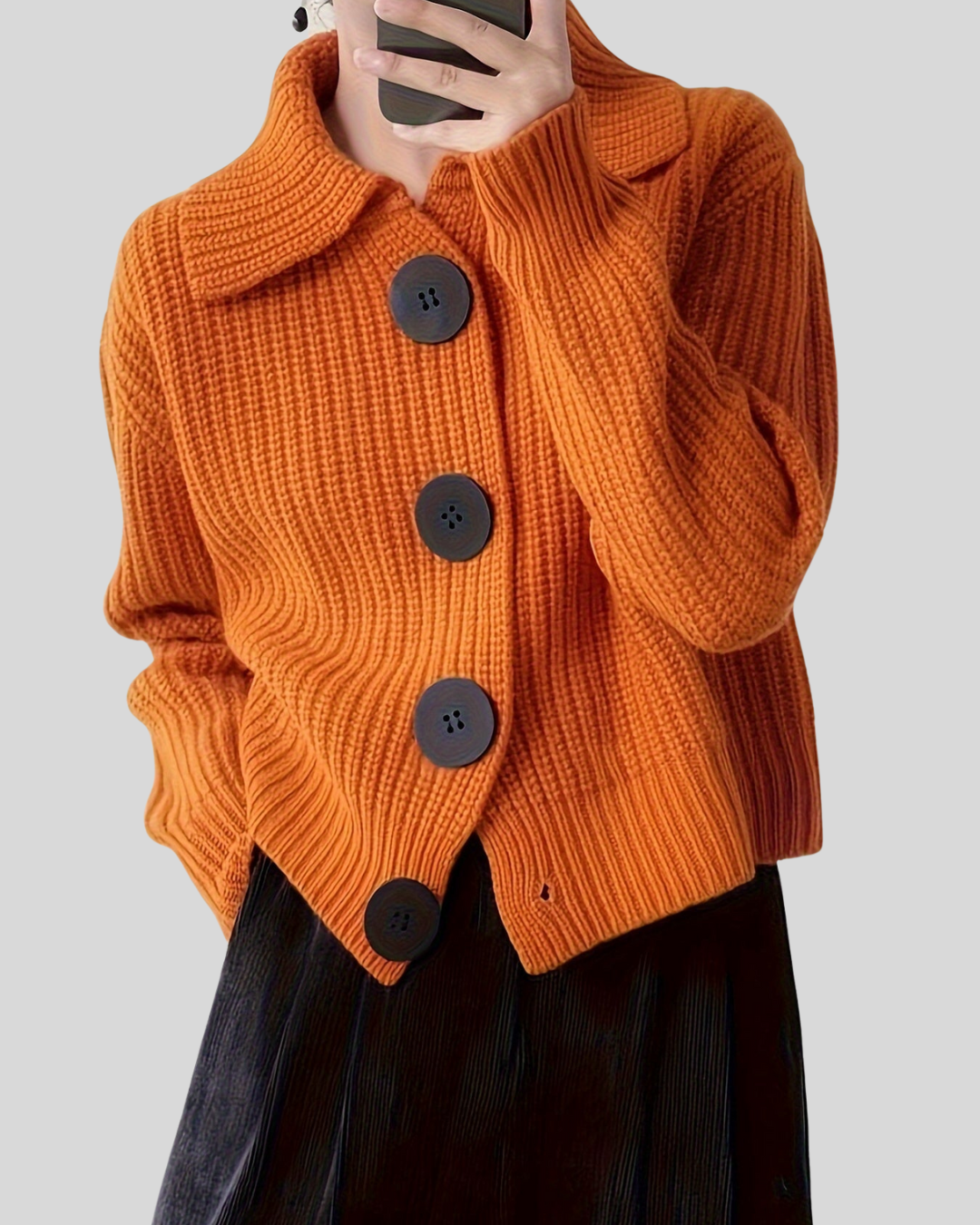 Ingrid | Elegant Strikket Cardigan med Store Knapper